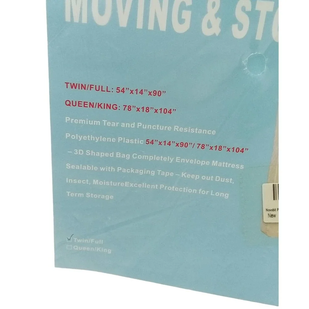 Plastic Mattress Bag for Moving & Storage 2Pk Twin/Full